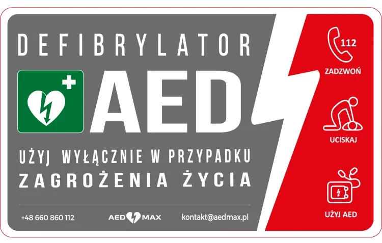 Tablica z informacją o AED