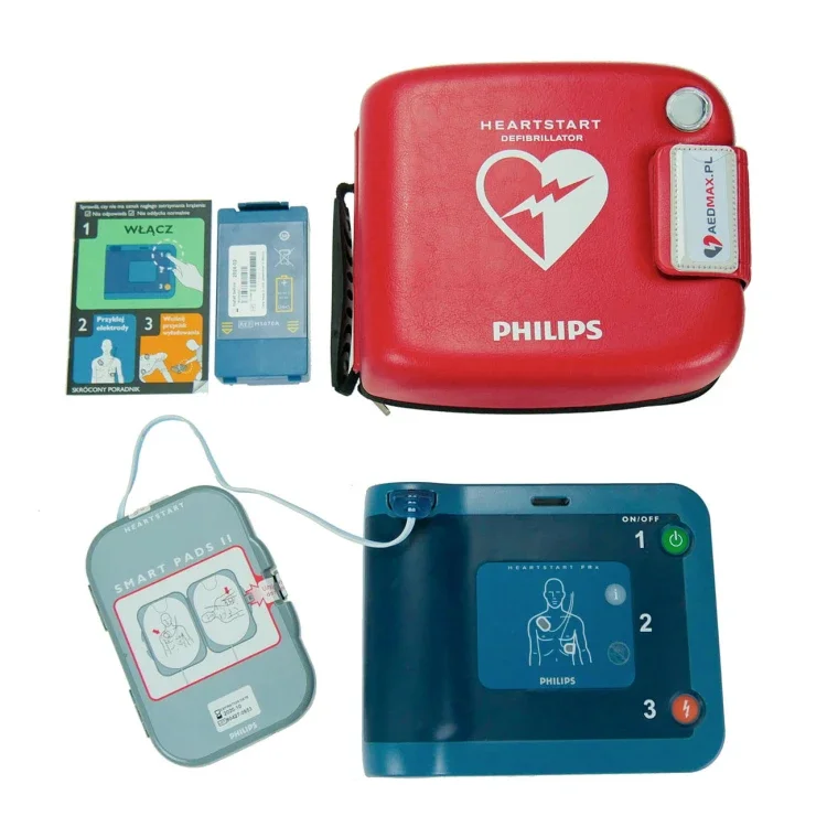 Zestaw defibrylator AED Philips FRx z elektrodami, baterią i instrukcją obsługi